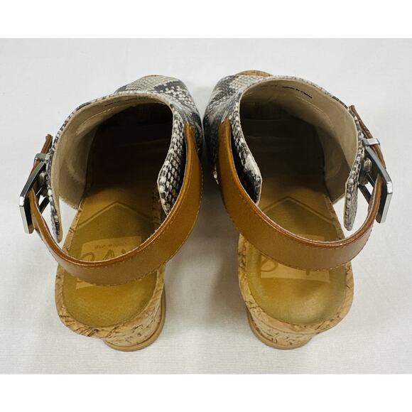 Dolce Vita dv8 Sandals Sz-7 Gray Snake Print Cork Wedge Strap Buckle Trendy - Picture 7 of 16
